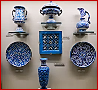 Assorted Blue Pottery Products.
