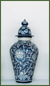 Vases created from blue pottery.